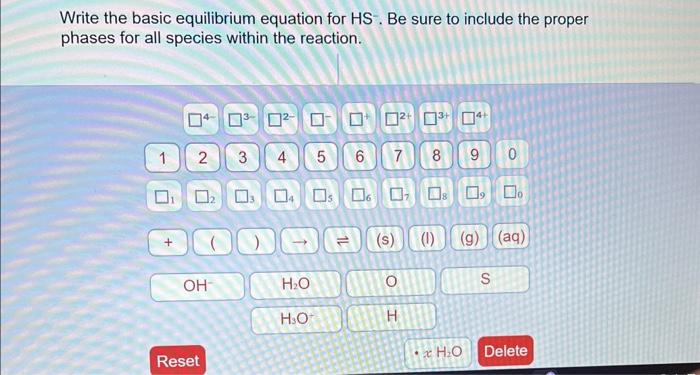 Basic equilibrium equation for hs-