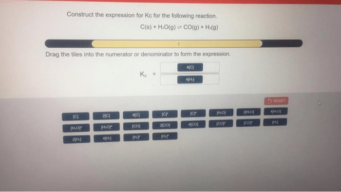 Construct the expression for kc for the following reaction.